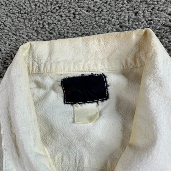 VINTAGE Guayabera Mens Extra Large Ivory Cream Embroidered Cuban Button Up * - Picture 5 of 14